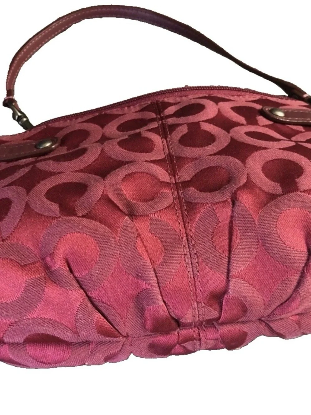 VTG Coach Y2K 90s Burgundy Canvas Mini Shoulder Bag Purse Handbag